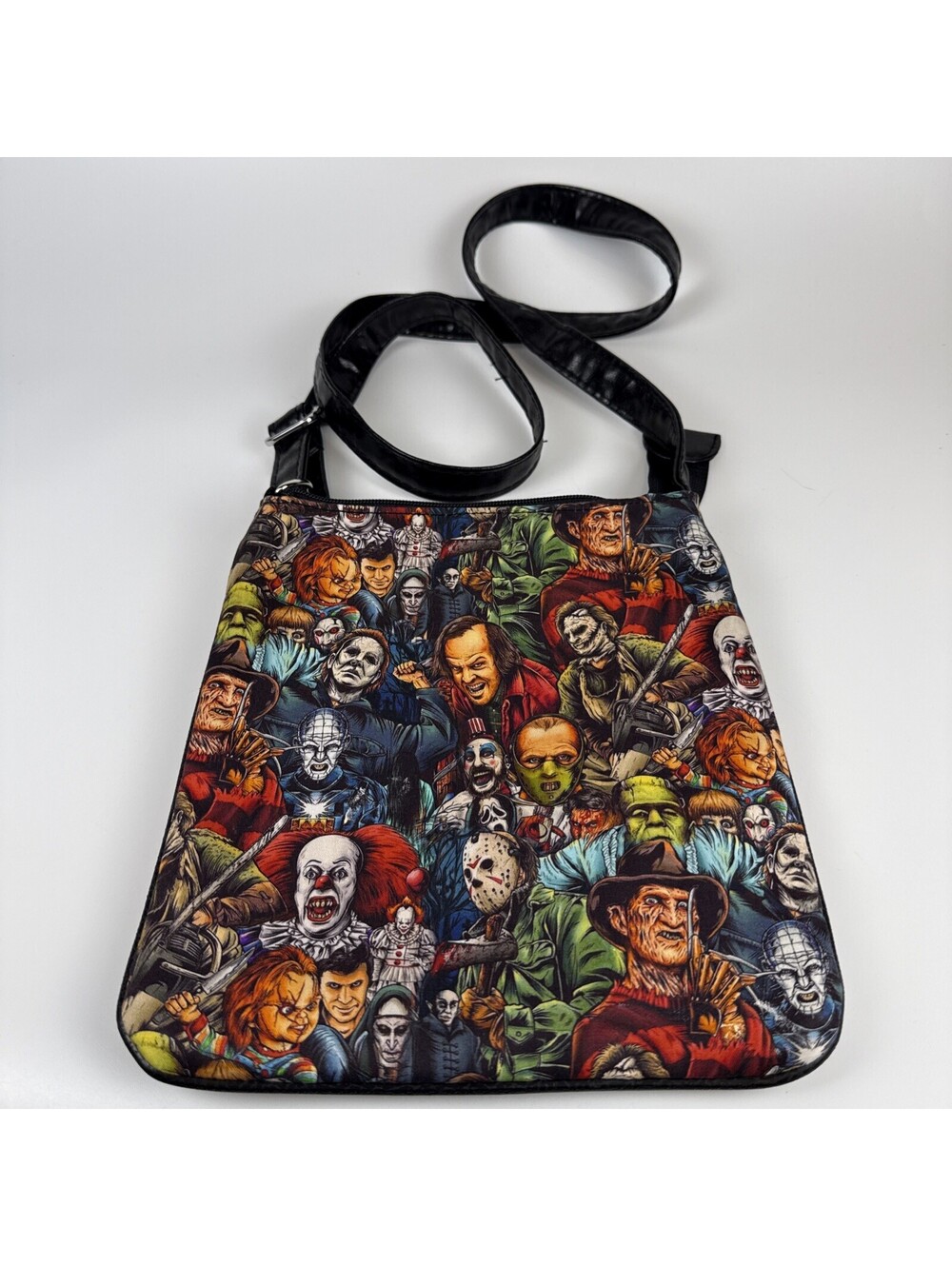 Unbranded Horror Collage Crossbody Bag Adj Strap Monster Slasher Villains Purse